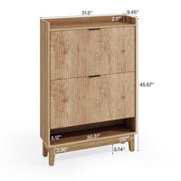 Meuble à chaussures étroit en bois moderne avec 2 tiroirs rabattables et étagère ouverte, largeur 31,5 po, pour entrée