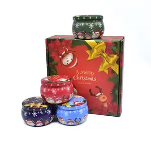 high quality metal round flower tea candy tin canister 2.2oz 4oz candle seamless tin box with gift box