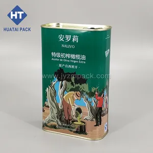 Kosong 500Ml 800Ml 1L 1,5l 3L persegi ekstra Virgin minyak zaitun timah dapat memasak minyak goreng Meta Guci persegi panjang dengan tutup plastik