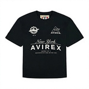 Customized OEM ODM Avirex Men's <b>Black</b> Short Sleeve T-Shirt O-Neck Casual Printed Letter Logo Regular Fit Jersey 100% Cotton - Product Image 1