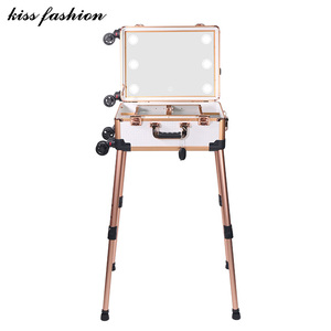 Nhôm 4 Bánh Xe Chuyên Nghiệp Cán Mỹ Phẩm Trang Điểm Vali Train Trường Hợp Với Thắp Sáng Gương LED Ánh Sáng - Product Image 6