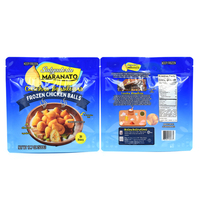 Pochette debout en plastique de qualité alimentaire imprimé de conception personnalisée Sac d'emballage en mylar pour boulettes de poulet congelées à fermeture éclair refermable