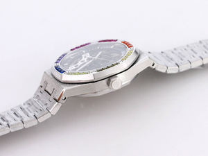 3A cơ khí Hardlex <span class=keywords><strong>Glass</strong></span> Skeleton xem 2824 movementi cầu vồng moissanite đồ trang sức mỹ Đồng hồ <span class=keywords><strong>Frosted</strong></span> thép Mens đồng hồ bán - Product Image 4