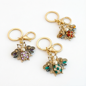 Llavero de Abejita Adorable Estilo Europeo y Americano, Regalo Creativo, Colgante de Coche de Moda con Diamantes de Imitación, Llavero, Adorno para Bolso para Mujer - Product Image 3