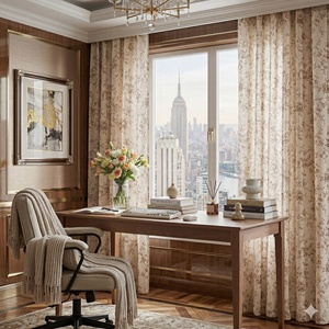 Rideaux imprimés JINCHAN Artisan <span class=keywords><strong>Amélie</strong></span>, draperies florales en poly-linens durables, personnalisables, traitement professionnel des fenêtres - Product Image 1