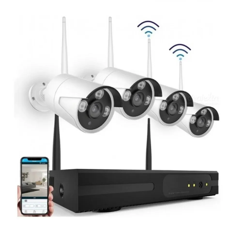 Draadloze Wifi 4 Channel 4 Camera Security System Surveillance 1080P Full Hd Dvr Indoor/Outdoor, warmte & Bewegingsdetectie CC501