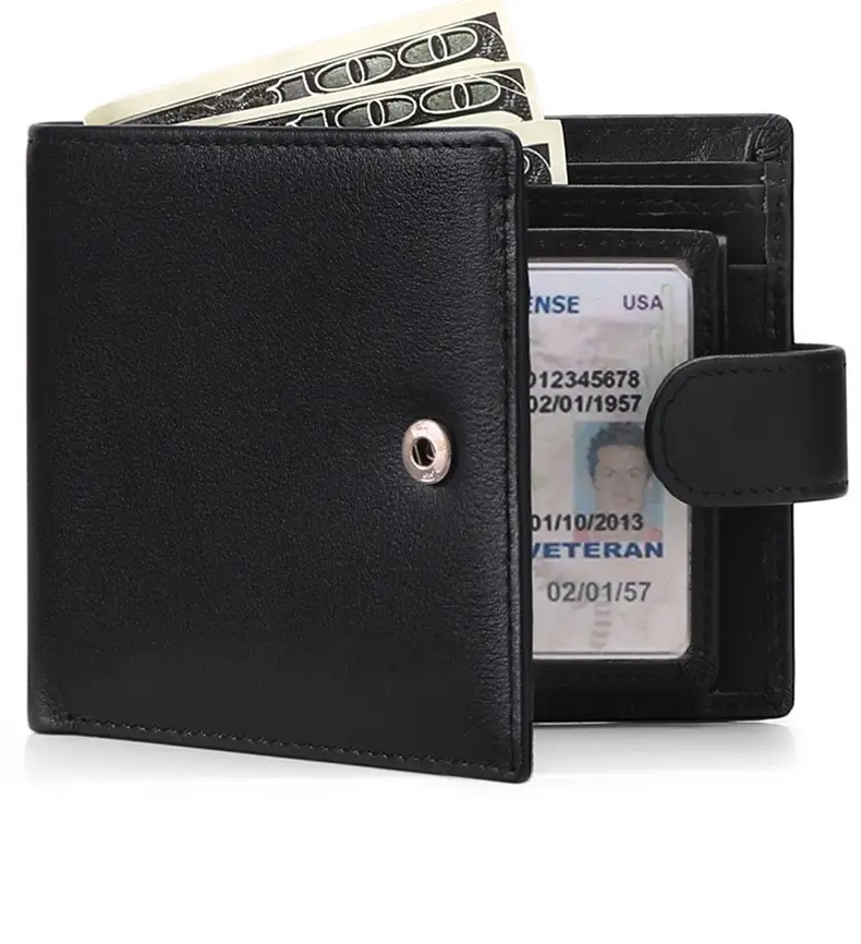 Mens Short Wallet Pu Leather Male Casual Purse Id Cards Holder Clutch Coin Purse Money Pocket Bags Black