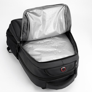 Men's <b>Large</b> <b>Capacity</b> <b>Backpack</b> 36-55L Business Travel Laptop Bag Solid Color Black Soft Handle Interior Zipper Pocket - Product Image 3