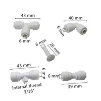 Raccords rapides pour osmose inverse 1/4 po : Union, Raccord rapide à emboîtement, Raccord en T, Raccord coudé droit, Raccord à pousser