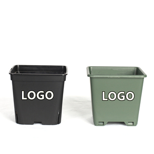 Factory Wholesale logo Black PP 1 2 3 5 7 Gallon 7 9 12 14 inch Plant Pot Planter Plastic Square Nursery Pot
