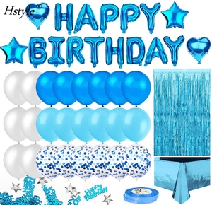 Decoración de Fiesta de <span class=keywords><strong>Cumpleaños</strong></span> Azul, Pancarta de <span class=keywords><strong>Feliz</strong></span> <span class=keywords><strong>Cumpleaños</strong></span>, Cortina de Flecos Azul Cielo para Niñas, Niños, Hombres, Mujeres, Adultos, ST011 - Product Image 1