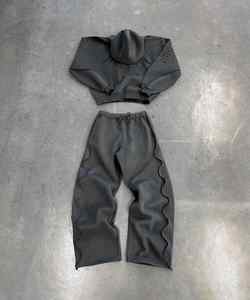 Yingling OEM Vente en gros Design personnalisé Sweat à capuche court en molleton épais respirant et Pantalon de survêtement oversize grande taille pour homme Automne - Product Image 2