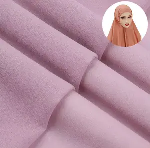 Malaysia Cô Gái Nhỏ Màu Hồng Ăn Mặc/Khăn 100% Polyester Dệt Crepe Voan Vải Cho Hijab