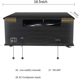 Tourne-disque vintage en bois, directement de l'usine, 6 en 1 multifonction, lecteur de vinyle LP, compatible CD, radio FM, Bluetooth, USB, TF. - Product Image 5
