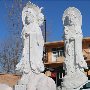 Cina famosa statua di Kwan Yin in marmo bianco in pietra scolpita all'aperto di alta qualità - Product Image 6
