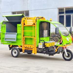 Camion poubelle électrique à chargement latéral, transmission automatique, hydraulique, vert, auto-déchargant, véhicule de collecte des déchets - Product Image 2