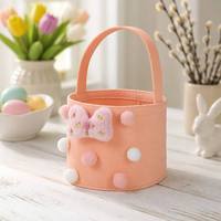 Panier à pain en feutre recyclé écologique avec nœud en peluche, vente en gros, logo personnalisé, directement de l'usine, panier de rangement pour cadeaux