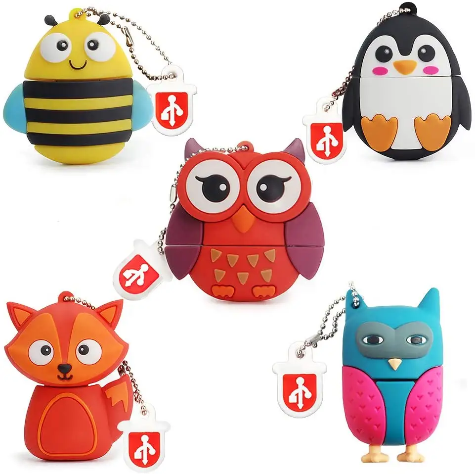Cute Animal Bee Pen Drive Fox USB Flash Drive Owl Flash Memory Penguin Thumb Drive Gift for Students and Children