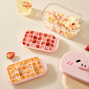 Molde para cubitos de hielo con soporte OEM, de plástico de grado alimenticio, utensilio doméstico de prensado, bandeja para hielo casero y caja de almacenamiento de hielo para refrigerador - Product Image 6