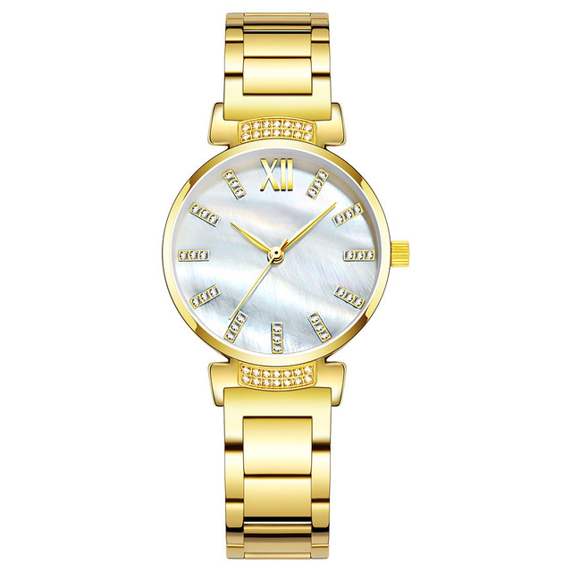 Gold Alloy Wrist  Luxury Brand Fashion  Design Women Quartz Watch 3ATM Waterproof