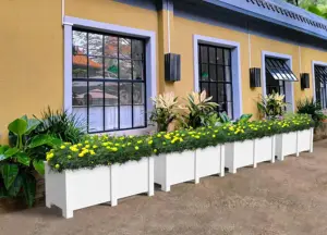 Weather Resistant Rectangular White Large Plastic Plant Pots For Sidewalk