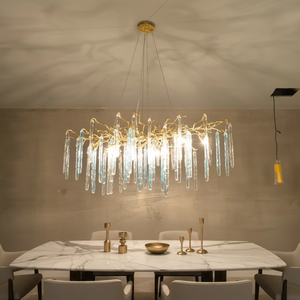 Lustre moderne de luxe en or avec LED et bulles de verre, lampe suspendue pour salon, salle à manger, luminaire suspendu circulaire en laiton de style nordique - Product Image 1