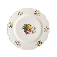 Veweet — assiette de service d'impression floral, assiette pour banquet en céramique, assiette à dîner de luxe en porcelaine pour restaurant