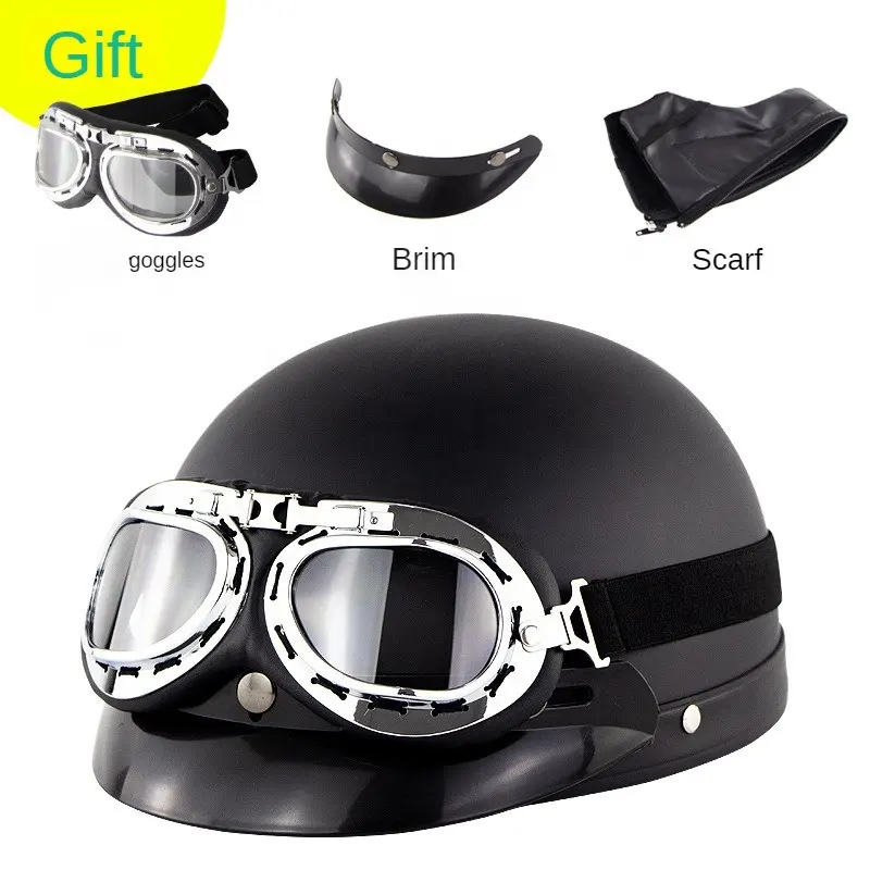 Soman 102 com óculos de equitação, protetor solar retrô para motocicleta, capacete de casal, capacete de verão, meio capacete com viseira