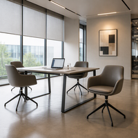 Fauteuil d'hôtel moderne à dossier mi-haut en cuir PU écologique et durable avec base pivotante en aluminium à quatre branches et mousse moulée