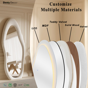 Nhà Máy Tùy Chỉnh Phòng Ngủ Lớn Gương Trang Trí Nội Thất Espejos Thay Đồ Sàn Gương Lượn Sóng Hình Dạng Khung Gỗ Không Thường Xuyên Gương - Product Image 2