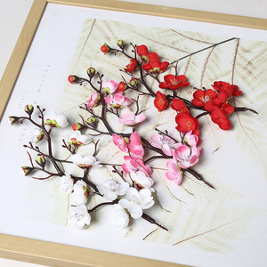 Fleurs artificielles en soie Lichao, branche de fleur de prunier, blanc, rose, rouge, décoration intérieure, branche unique, moulage par injection - Product Image 1