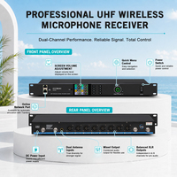 Système de microphone sans fil UHF professionnel UX08 à 8 canaux avec 4 micros portatifs et 4 émetteurs de poche pour grandes scènes, églises et événements en direct