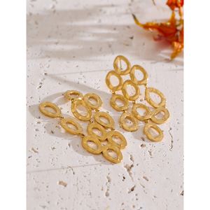 Jinyou 872 hợp thời trang kim loại vòng Tròn Thả Bông tai PVD 18K mạ vàng không thấm nước thép không gỉ thả Bông tai cho phụ nữ đồ trang sức - Product Image 5