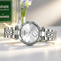 Montre-bracelet à quartz pour femme SKMEI 2718, cadran incrusté de diamants, trèfle à quatre feuilles, bracelet en acier inoxydable étanche, montre cadeau pour femme