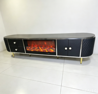 Meuble TV design italien moderne de luxe léger avec foyer 180 cm, flamme électronique simulée, chauffage au sol pour salon
