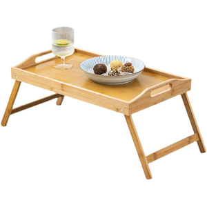 도매 휴대용 다기능 대나무 침대 트레이 테이블 현대 접는 다리 일회용 아침 식사 서빙 음식 음료 - Product Image 1