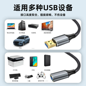 Cable de extensión Usb 3,0 macho a hembra, cable de cobre gris, interfaz de aleación de aluminio tipo C, transferencia de datos de alta velocidad para ordenador - Product Image 3