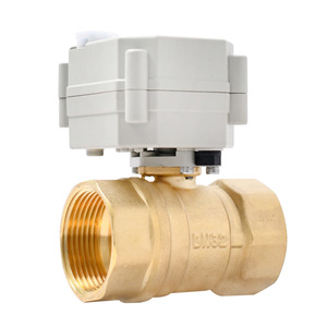 Vanne à boisseau sphérique électrique DN32 en laiton 1 1/4 pouce pour système d'eau, commande automatique et manuelle, passage direct - Product Image 1