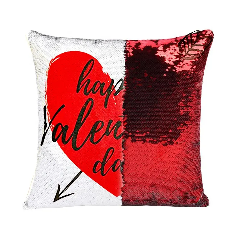 Sublimation Blanks Pillows Cover 40*40CM Magic Sequin Custom Print Throw Cushion Cover Sublimation Pillow Case Valentine's Day