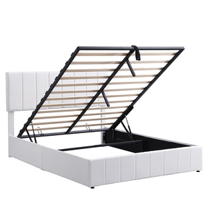 Cama de plataforma tapizada blanca tamaño Queen DB con sistema de almacenamiento hidráulico para dormitorio o apartamento (OLD SKU LP000211AAK) - Product Image 3