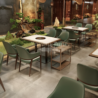Ensemble de mobilier moderne pour restaurant commercial de type Hot Pot, tables et chaises rectangulaires en marbre, vente en gros, idéal pour les restaurants