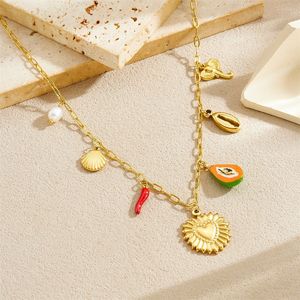 European American Fashion Retro Gold Plated Stainless Steel Heart Sun Flower Cross Pendant Necklace Gift Jewelry - Product Image 2