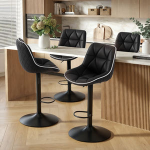 Tabourets de bar d'extérieur modernes et confortables en similicuir, hauteur réglable, pivotants à 360°, avec repose-pieds matelassé, pour îlot de cuisine - Product Image 2