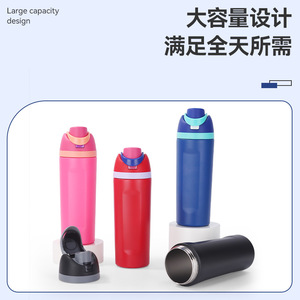 Stainless Steel Vacuum Insulated Tumbler 304 Pop-Up Lid Portable Sports Water <b>Bottle</b> Outdoor Camping Use - Product Image 4