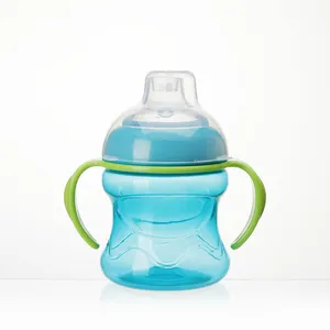 MumloveリークプルーフSippyMouth Sippy Cupポータブルインスタントプラスチックベビーウォーターボトルハンドル付きキッズ