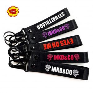 2026 New Trending Wholesale Eco-Friendly Promotional Short Lanyard Carabiner Fabric Woven <b>Keyring</b> Strap Custom Keychain - Product Image 2