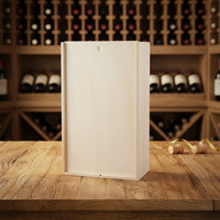 Holz-Weinbox mit Schiebedeckel Champagner Holz-Doppelflaschen-Geschenkbox Paulownia-Holzmaserung Spirituosen-Aufbewahrungsbox 2-Flaschen-Box