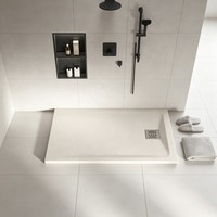 Receveur de douche moderne en pierre massif antidérapant pour hôtel, tailles personnalisées 800x1600 mm, panneau de sol de salle de bain étanche