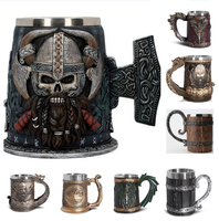 Tasse à bière en résine Viking WJA15 Nouveau design Tasse à poignée de hache Viking Tasse en acier inoxydable de grande capacité pour bar