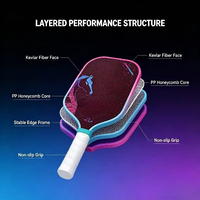 Raquette de pickleball en fibre d'aramide Kevlar tissée, noyau EPP pressé à chaud 16 mm, qualité professionnelle, vente en gros pour jeu en extérieur